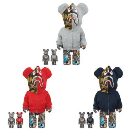 BE@RBRICK BAPE(R) LEGACY CAMO SHARK GRAY／RED／NAVY 100％ & 400％ 3 PCS SET
